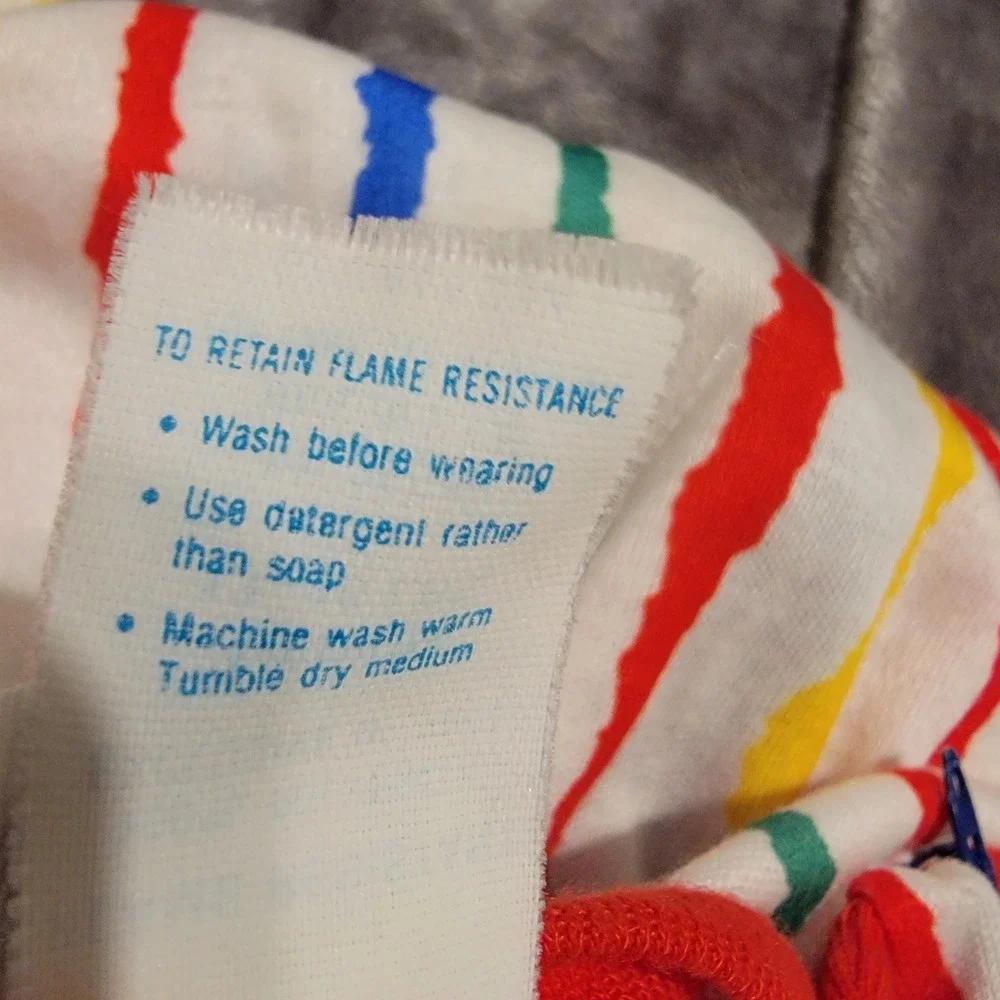 Vintage Circo Footed Sleeper Baby Medium White Colorful Excellent Striped Zip